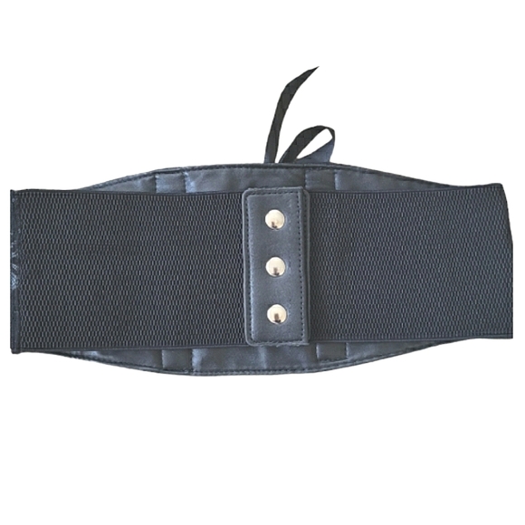 ASOS Black Floral Lace Satin Ribbon Button Closure Corset Wide Waist Belt 33" - Picture 9 of 16